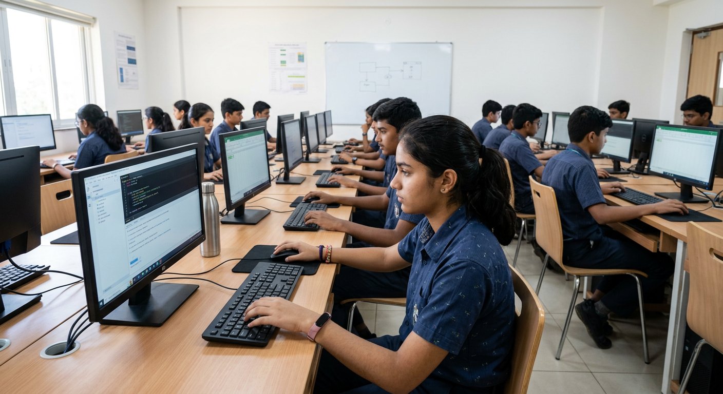Students learning on computers at CSM Hirakud